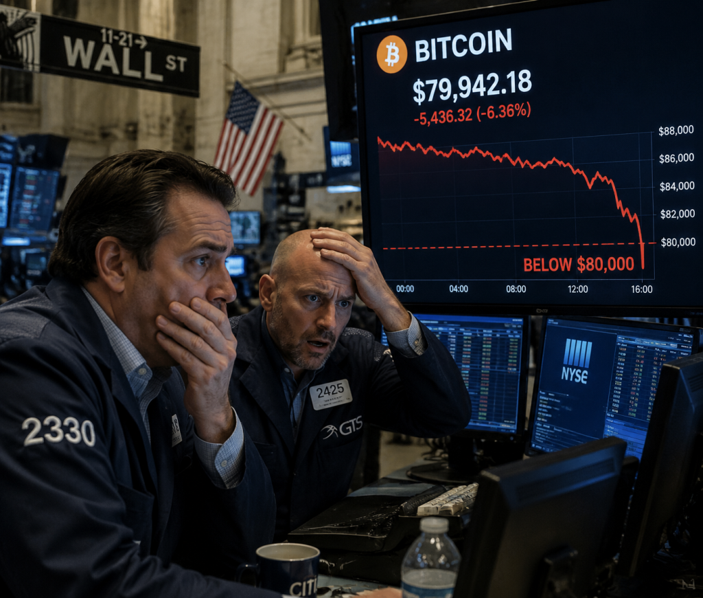 BTC dips below $80k.