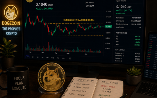 Dogecoin has held the $0.102 support level.